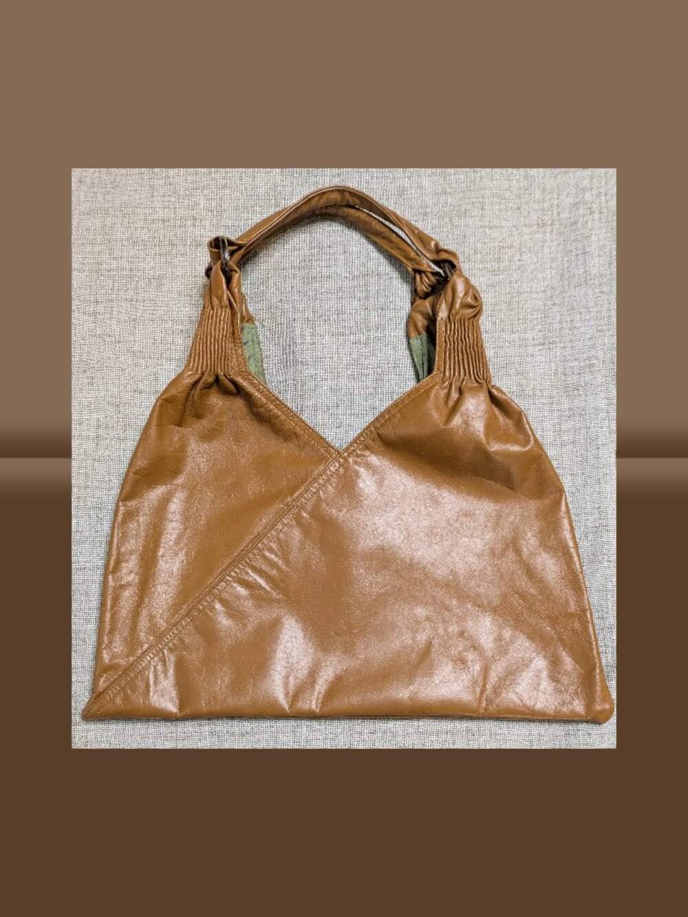 Ananas NYC Cognac Leather Sculptural Hobo Shoulder Bag